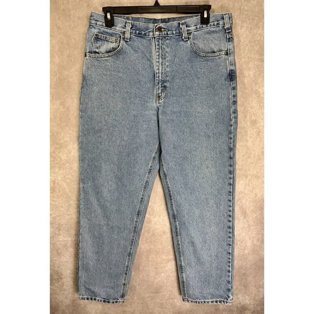 Carhartt Jeans Mens 38x32 Blue Denim Relaxed Fit Straight Medium Wash B17-STW